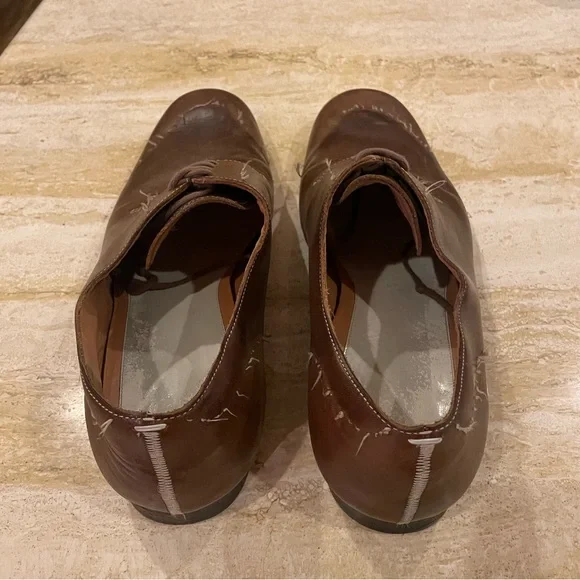 Rare Maison Margiela Distressed Brown Leather Derbies